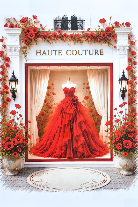 Affiche A4 illustrée vitrine boutique Haute couture 11. Impresssion hd sur carton 200 g