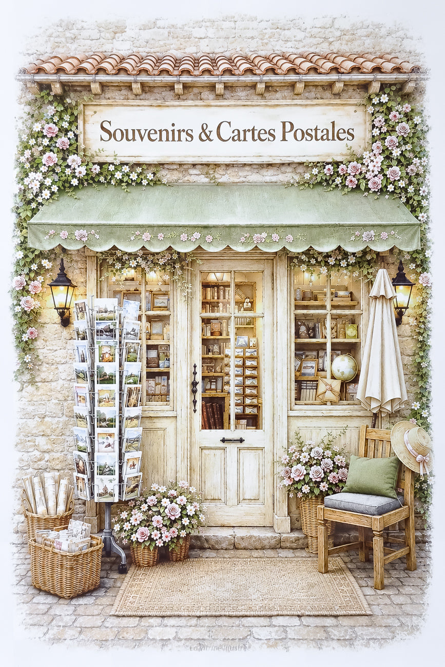 Affiche Souvenirs et Cartes Postales - Format A4