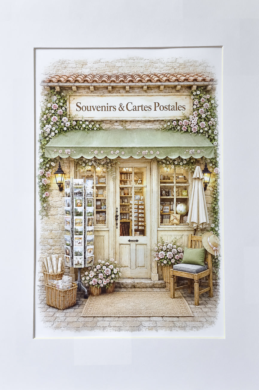Affiche Souvenirs et Cartes Postales - Format A4